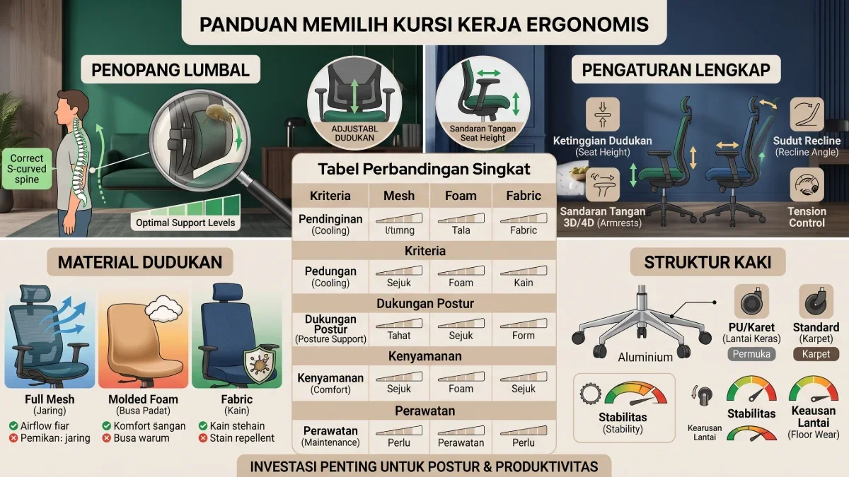 Panduan Memilih Kursi Kerja Ergonomis untuk Menjaga Postur & Produktivitas
