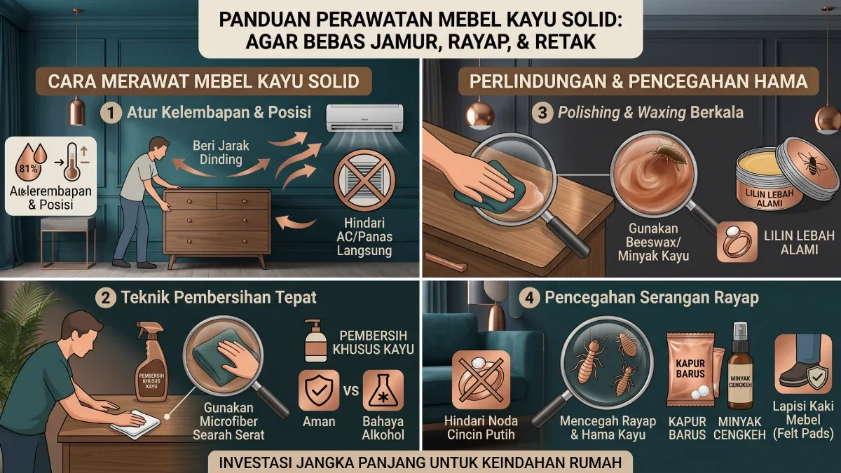 Cara Merawat Mebel Kayu Solid Agar Bebas Jamur, Rayap, dan Retak