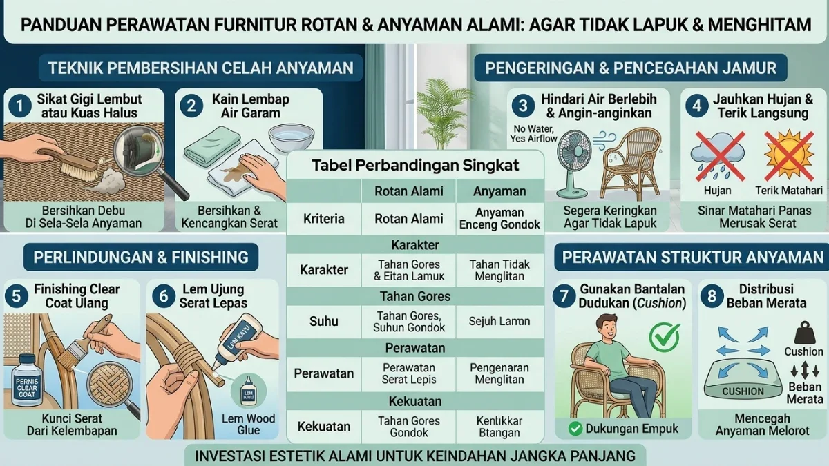 Cara Merawat Furnitur Rotan & Anyaman Alami agar Tidak Lapuk dan Menghitam